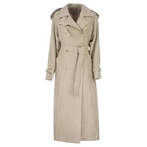 Max Mara Women Mxspedaggi - Long Pure Linen Trench Coat